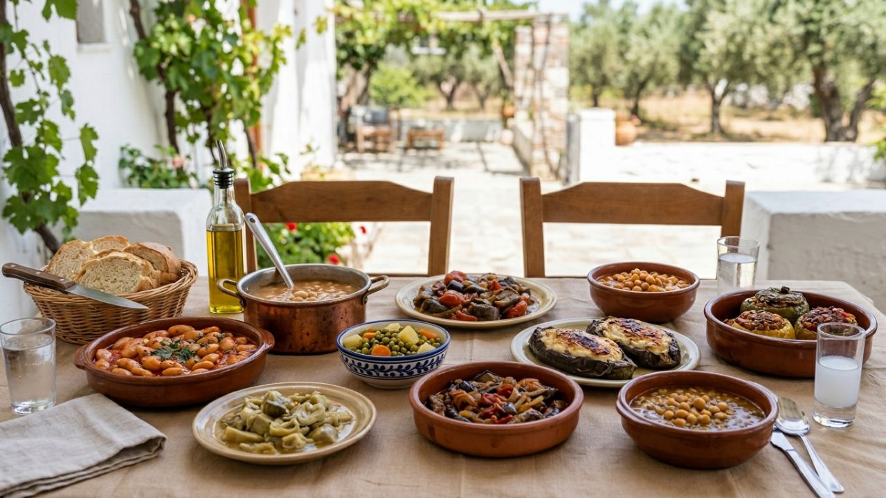 Greek dishes cooked in olive oil 